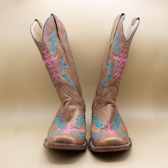 Circle G Embroidered Cross Leather Boots L5120 Women's Size 9 - Picture 2 of 11